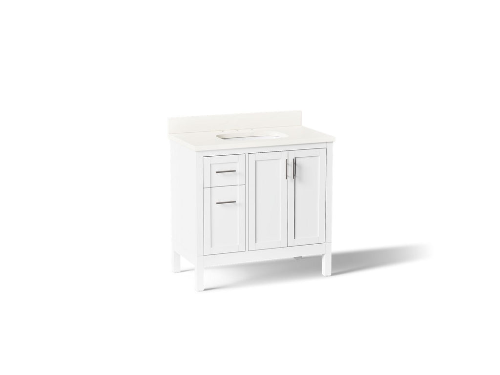 KOHLER K-39605-ASB-0 Hadron 36" Bathroom Vanity Cabinet With Sink And Quartz Top - White