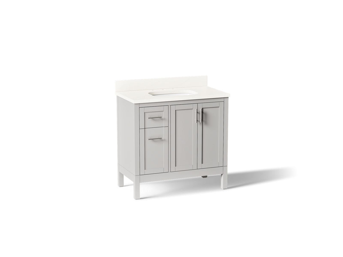 KOHLER K-39605-ASB-AGA Hadron 36" Bathroom Vanity Cabinet With Sink And Quartz Top - Atmos Grey