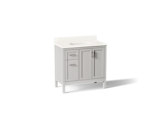 KOHLER K-39605-ASB-AGA Hadron 36" bathroom vanity cabinet with sink and quartz top - Atmos Grey