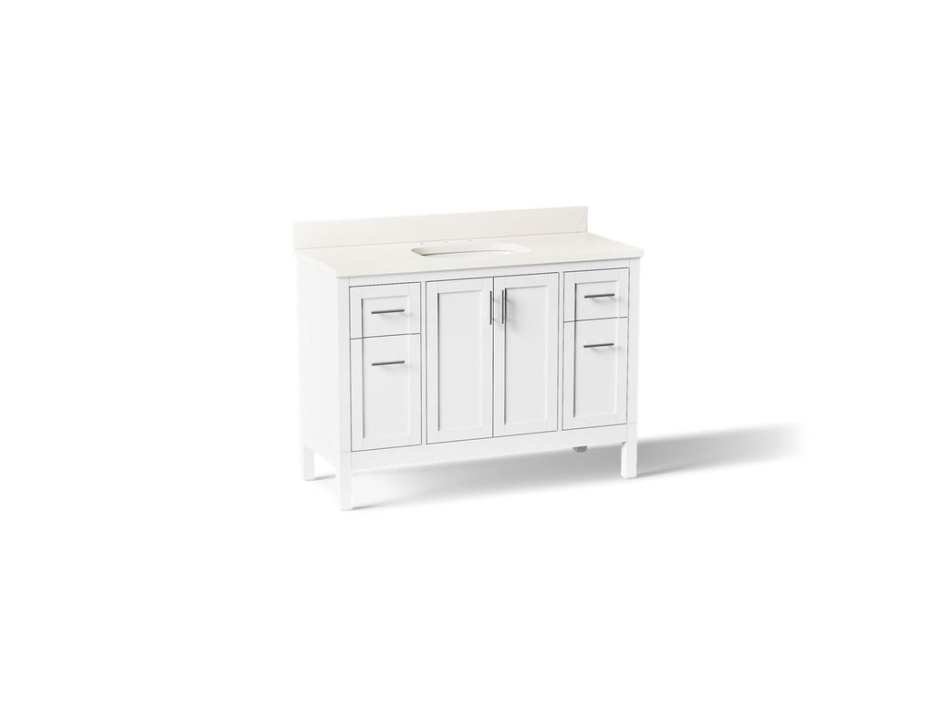 KOHLER K-39606-ASB-0 Hadron 48" Bathroom Vanity Cabinet With Sink And Quartz Top - White