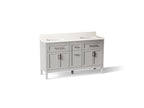 KOHLER K-39607-ASB-AGA Hadron 60" Bathroom Vanity Cabinet With Sinks And Quartz Top - Atmos Grey