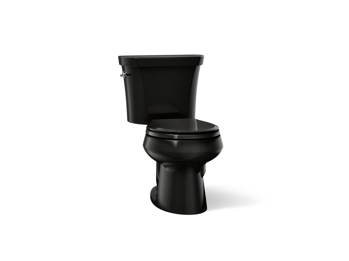 KOHLER K-3987-7 Wellworth Two-Piece Round-Front Toilet, Dual-Flush - Black Black