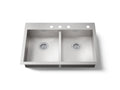 KOHLER K-3996-4-NA Vault 33" Top-/Undermount Double-Bowl Kitchen Sink - Stainless Steel