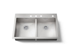 KOHLER K-3996-4-NA Vault 33" Top-/Undermount Double-Bowl Kitchen Sink - Stainless Steel