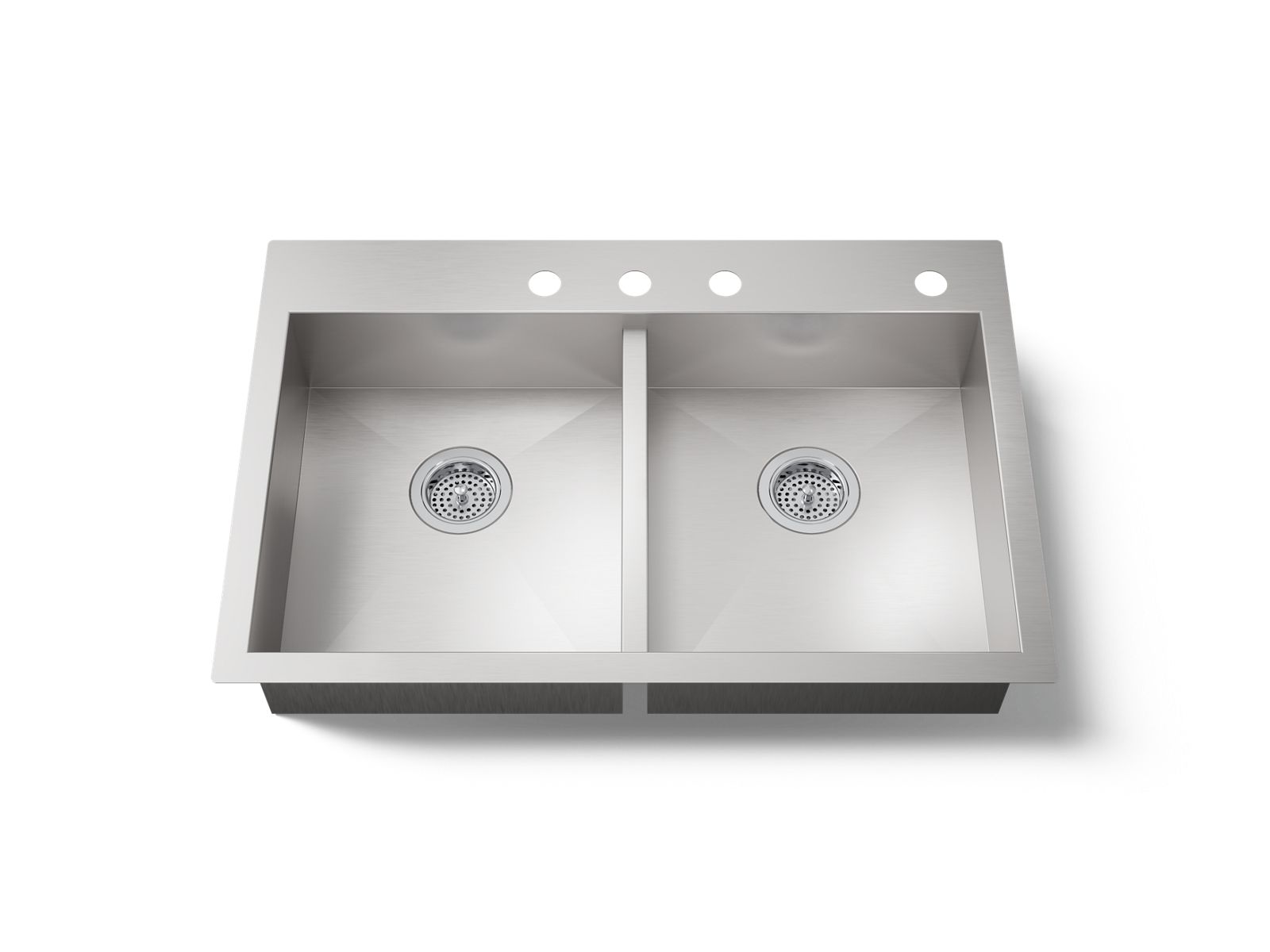 KOHLER K-3996-4-NA Vault 33" Top-/Undermount Double-Bowl Kitchen Sink - Stainless Steel