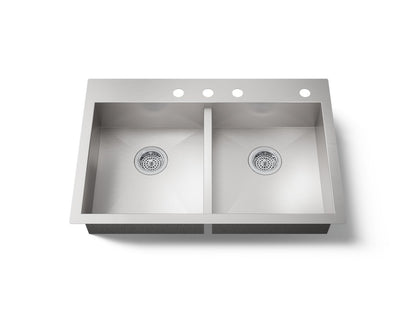 KOHLER K-3996-4-NA Vault 33" top-/undermount double-bowl kitchen sink - Stainless Steel