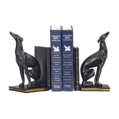 MARKETPLACE 4-83032 Greyhound Bookend - Set of 2 Black