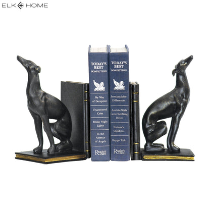 MARKETPLACE 4-83032 Greyhound Bookend - Set of 2 Black