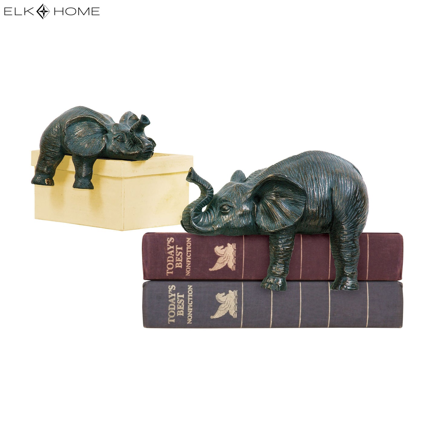 MARKETPLACE 4-8527172 Sprawling Elephant Bookend - Set of 2