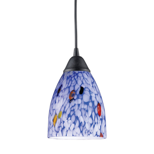 ELK SHOWROOM 406-1BL-LED Classico 5'' Wide 1-Light Pendant - Dark Rust with Starburst Blue Glass (LED)