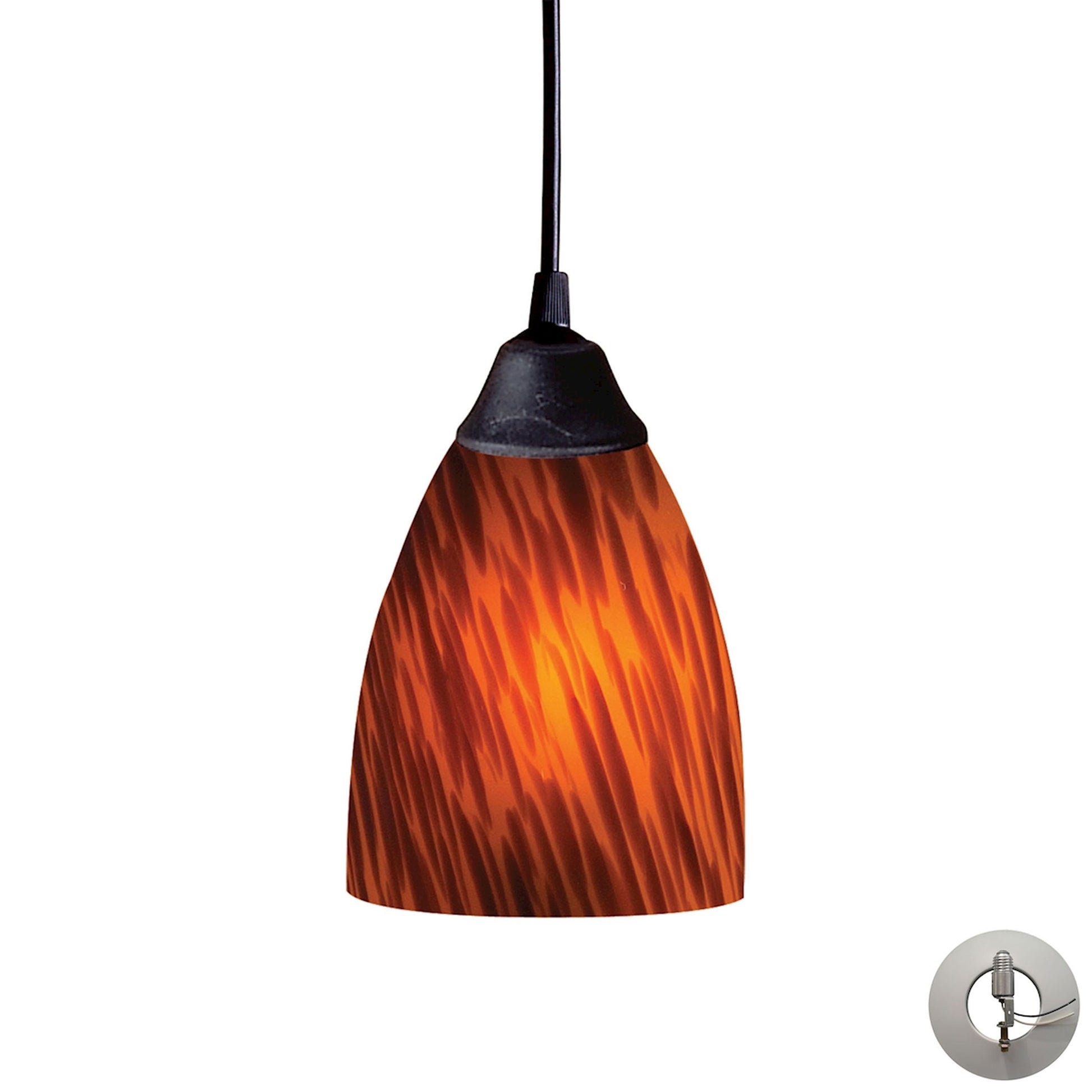 ELK SHOWROOM 406-1ES-LA Classico 5'' Wide 1-Light Pendant - Dark Rust with Espresso Glass (Includes Adapter Kit)