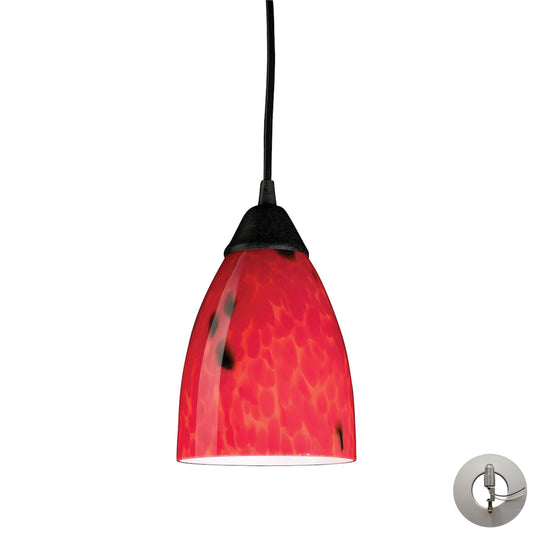 ELK SHOWROOM 406-1FR-LA Classico 5'' Wide 1-Light Pendant - Dark Rust with Fire Red Glass (Includes Adapter Kit)