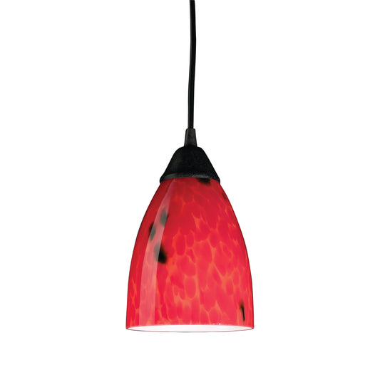 ELK SHOWROOM 406-1FR-LED Classico 5'' Wide 1-Light Pendant - Dark Rust with Fire Red Glass (LED)