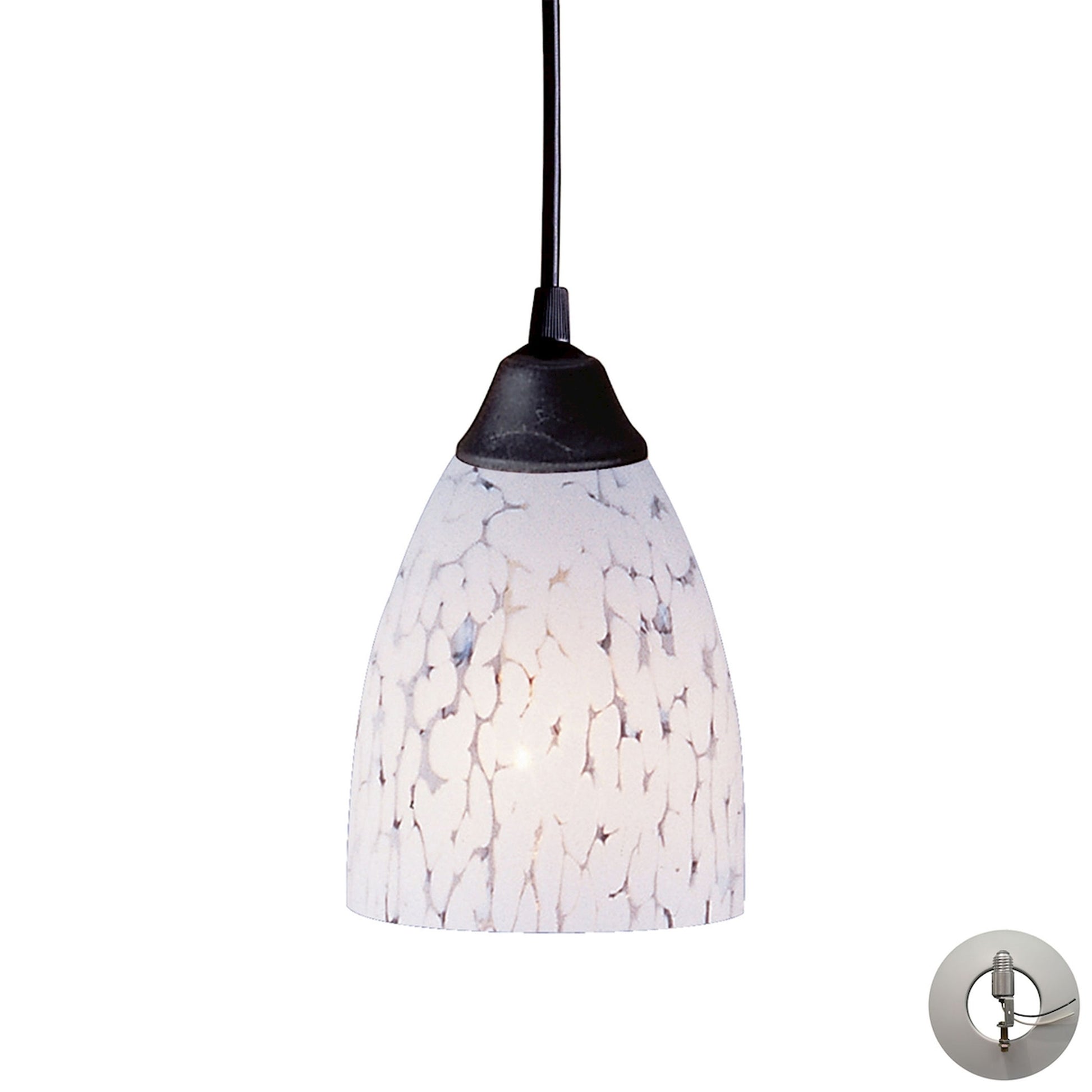 ELK SHOWROOM 406-1SW-LA Classico 5'' Wide 1-Light Pendant - Dark Rust with Snow White Glass (Includes Adapter Kit)