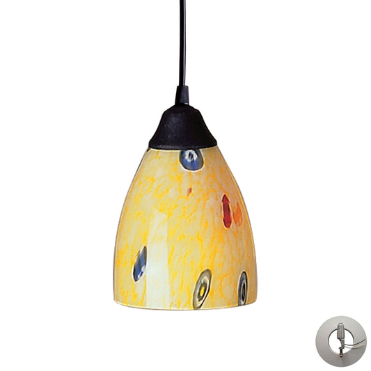 ELK SHOWROOM 406-1YW-LA Classico 5'' Wide 1-Light Pendant - Dark Rust with Yellow Blaze Glass (Includes Adapter Kit)