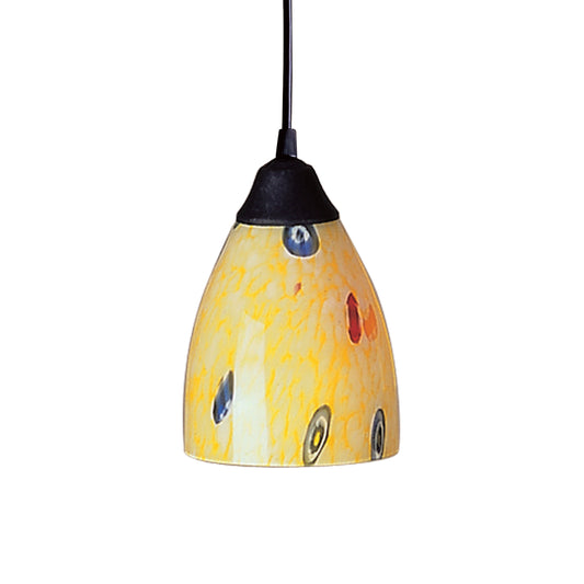 ELK SHOWROOM 406-1YW-LED Classico 5'' Wide 1-Light Pendant - Dark Rust with Yellow Blaze Glass (LED)