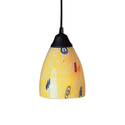 ELK SHOWROOM 406-1YW Classico 5'' Wide 1-Light Pendant - Dark Rust with Yellow Blaze Glass