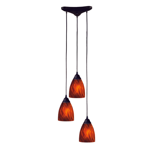 ELK SHOWROOM 406-3ES Classico 10'' Wide 3-Light Pendant - Dark Rust with Espresso Glass