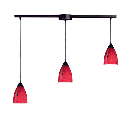 ELK SHOWROOM 406-3L-FR Classico 36'' Wide 3-Light Pendant - Dark Rust with Fire Red Glass