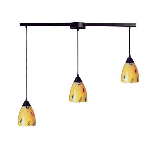 ELK SHOWROOM 406-3L-YW Classico 36'' Wide 3-Light Pendant - Dark Rust with Yellow Blaze Glass