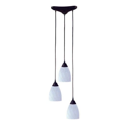 ELK SHOWROOM 406-3WH Classico 10'' Wide 3-Light Pendant - Dark Rust with Simple White Glass