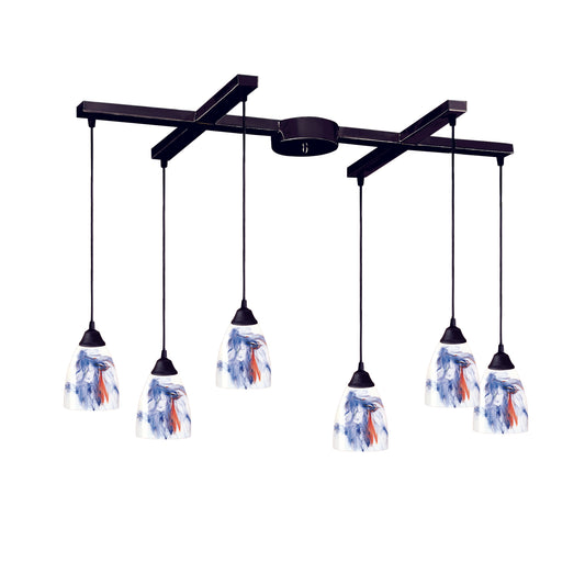 ELK SHOWROOM 406-6MT Classico 17'' Wide 6-Light Pendant - Dark Rust with Mountain Glass