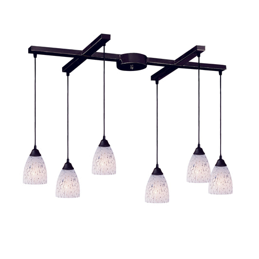 ELK SHOWROOM 406-6SW Classico 17'' Wide 6-Light Pendant - Dark Rust with Snow White Glass