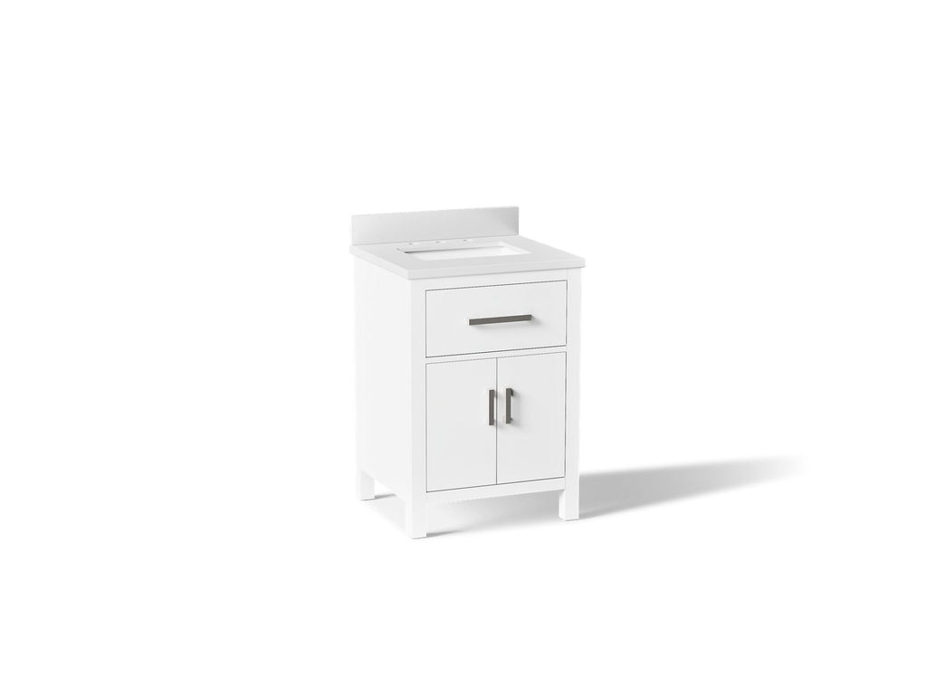 KOHLER K-40637-BD1-0 Kresla 24" Bathroom Vanity Cabinet With Sink And Quartz Top - White