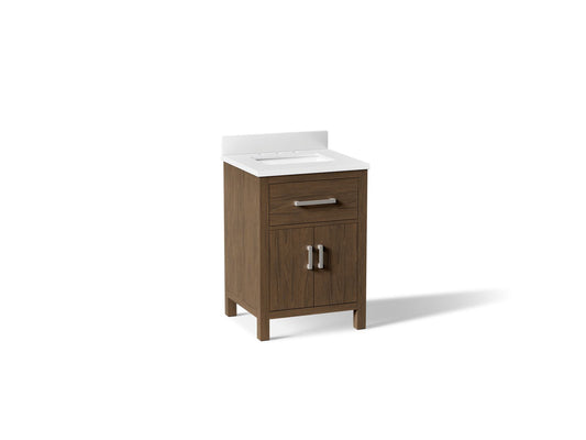 KOHLER Kresla 24" bathroom vanity cabinet with sink and quartz top in Draper Oak - K-40637-BD1-DAK