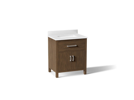 KOHLER K-40638-BD1-DAK Kresla 30" bathroom vanity cabinet with sink and quartz top - Draper Oak