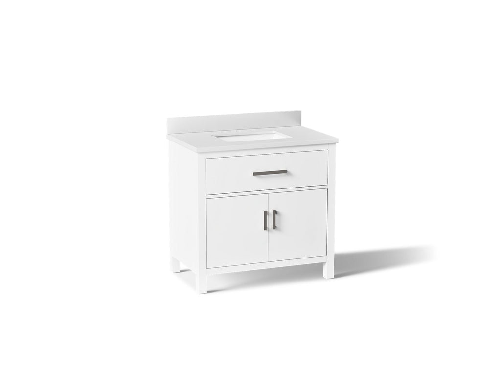 KOHLER K-40639-BD1-0 Kresla 36" Bathroom Vanity Cabinet With Sink And Quartz Top - White