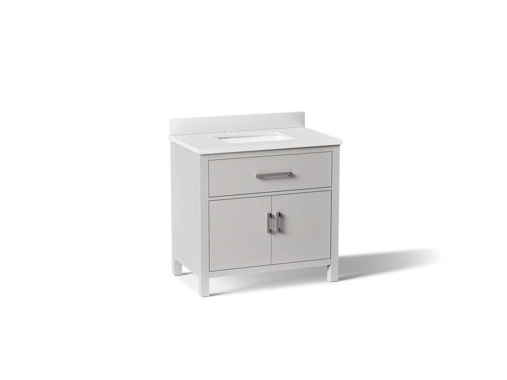 KOHLER K-40639-BD1-AGA Kresla 36" Bathroom Vanity Cabinet With Sink And Quartz Top - Atmos Grey