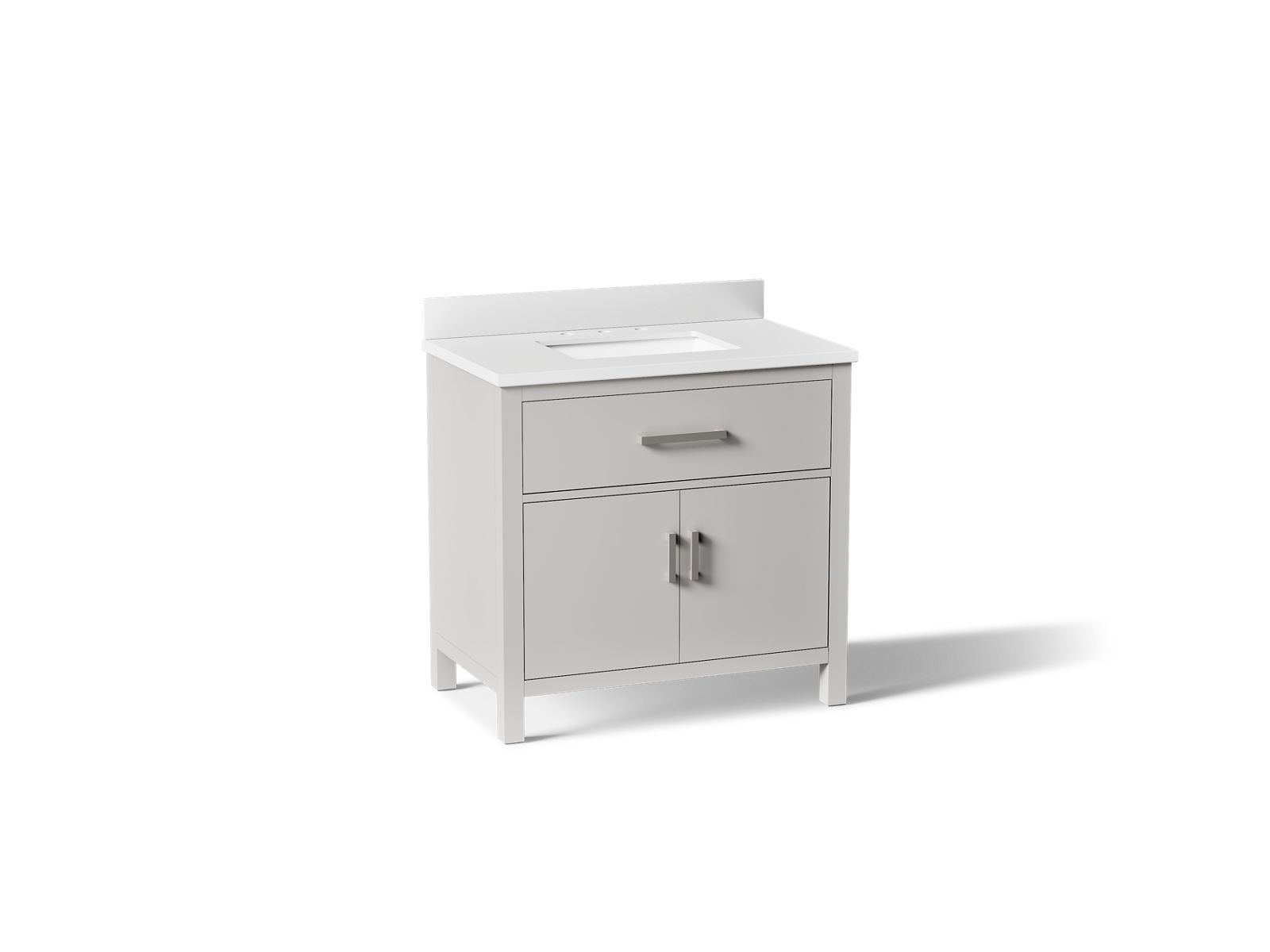 KOHLER K-40639-BD1-AGA Kresla 36" Bathroom Vanity Cabinet With Sink And Quartz Top - Atmos Grey