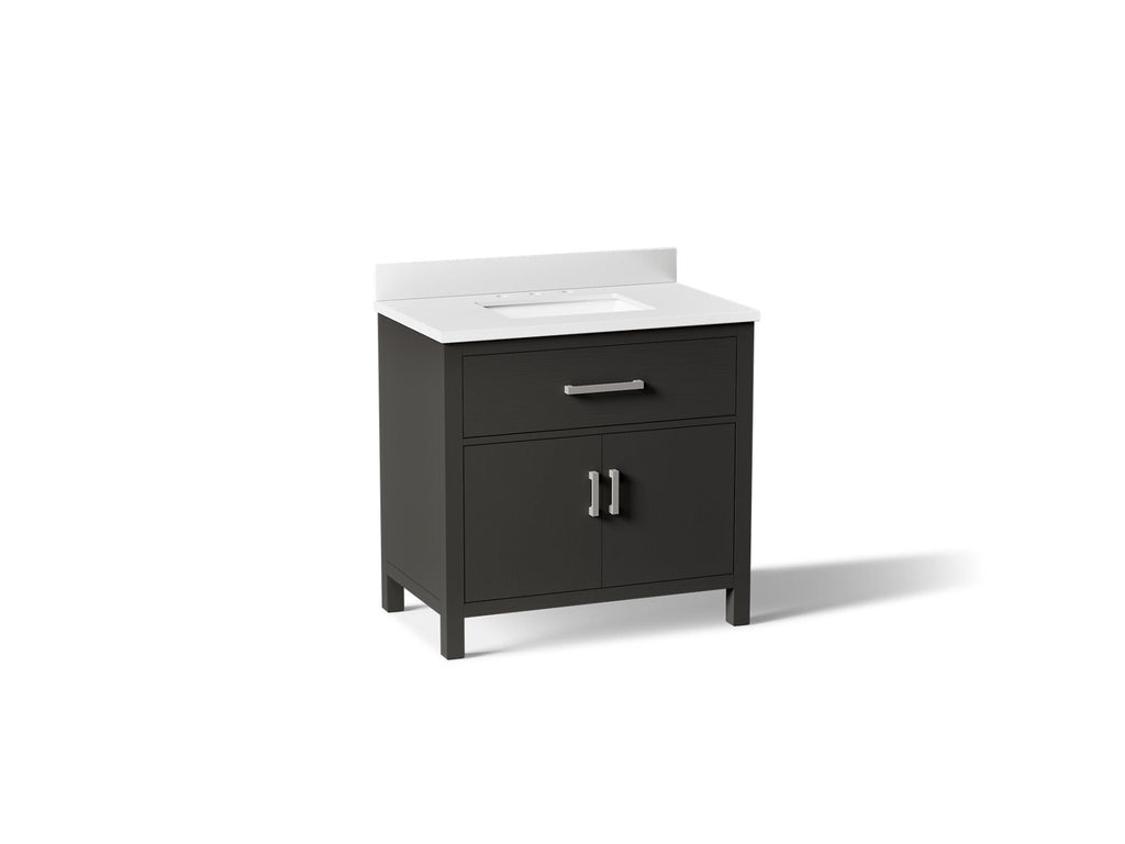 KOHLER K-40639-BD1-BWK Kresla 36" Bathroom Vanity Cabinet With Sink And Quartz Top - Carbon Oak