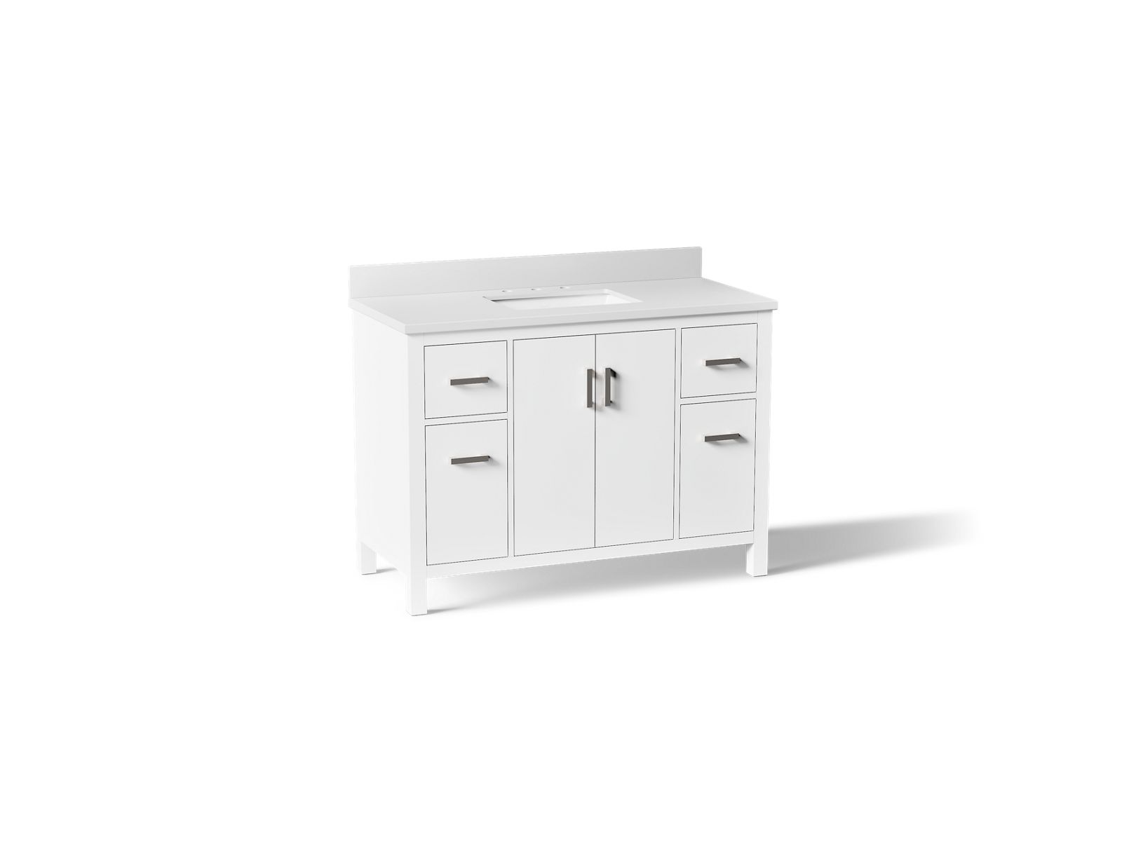 KOHLER K-40640-BD1-0 Kresla 48" Bathroom Vanity Cabinet With Sink And Quartz Top - White
