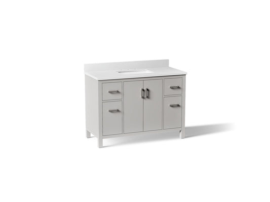KOHLER K-40640-BD1-AGA Kresla 48" bathroom vanity cabinet with sink and quartz top - Atmos Grey