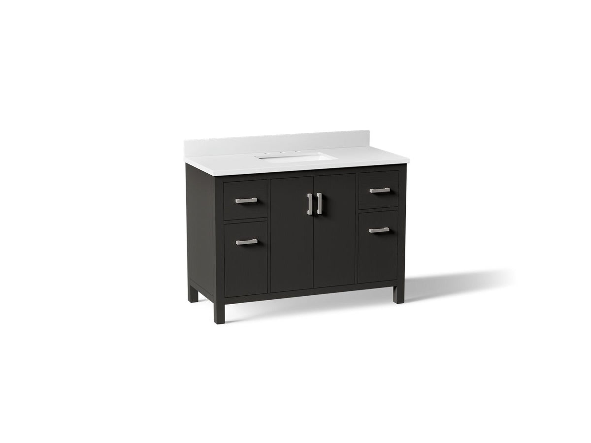 KOHLER K-40640-BD1-BWK Kresla 48" Bathroom Vanity Cabinet With Sink And Quartz Top - Carbon Oak