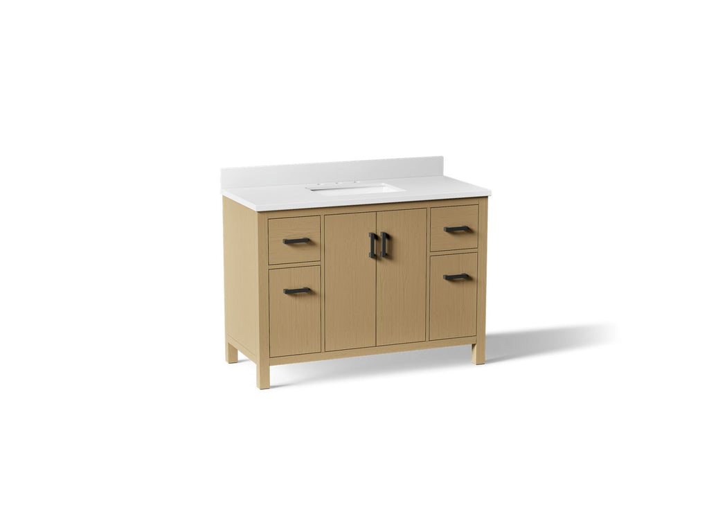 KOHLER K-40640-BD1-WEK Kresla 48" Bathroom Vanity Cabinet With Sink And Quartz Top - Light Oak