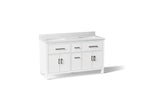 KOHLER K-40641-BD1-0 Kresla 60" Bathroom Vanity Cabinet With Sinks And Quartz Top - White