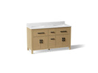 KOHLER K-40641-BD1-WEK Kresla 60" Bathroom Vanity Cabinet With Sinks And Quartz Top - Light Oak