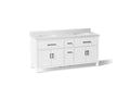 KOHLER K-40642-BD1-0 Kresla 72" Bathroom Vanity Cabinet With Sinks And Quartz Top - White