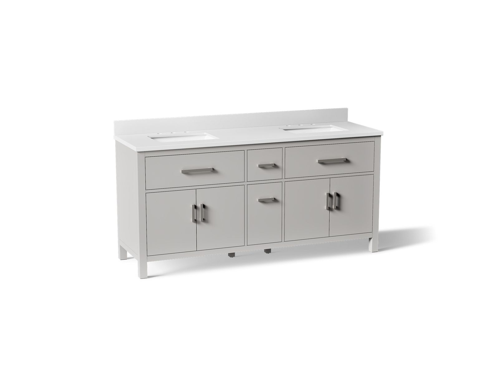 KOHLER K-40642-BD1-AGA Kresla 72" Bathroom Vanity Cabinet With Sinks And Quartz Top - Atmos Grey