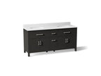 KOHLER K-40642-BD1-BWK Kresla 72" Bathroom Vanity Cabinet With Sinks And Quartz Top - Carbon Oak