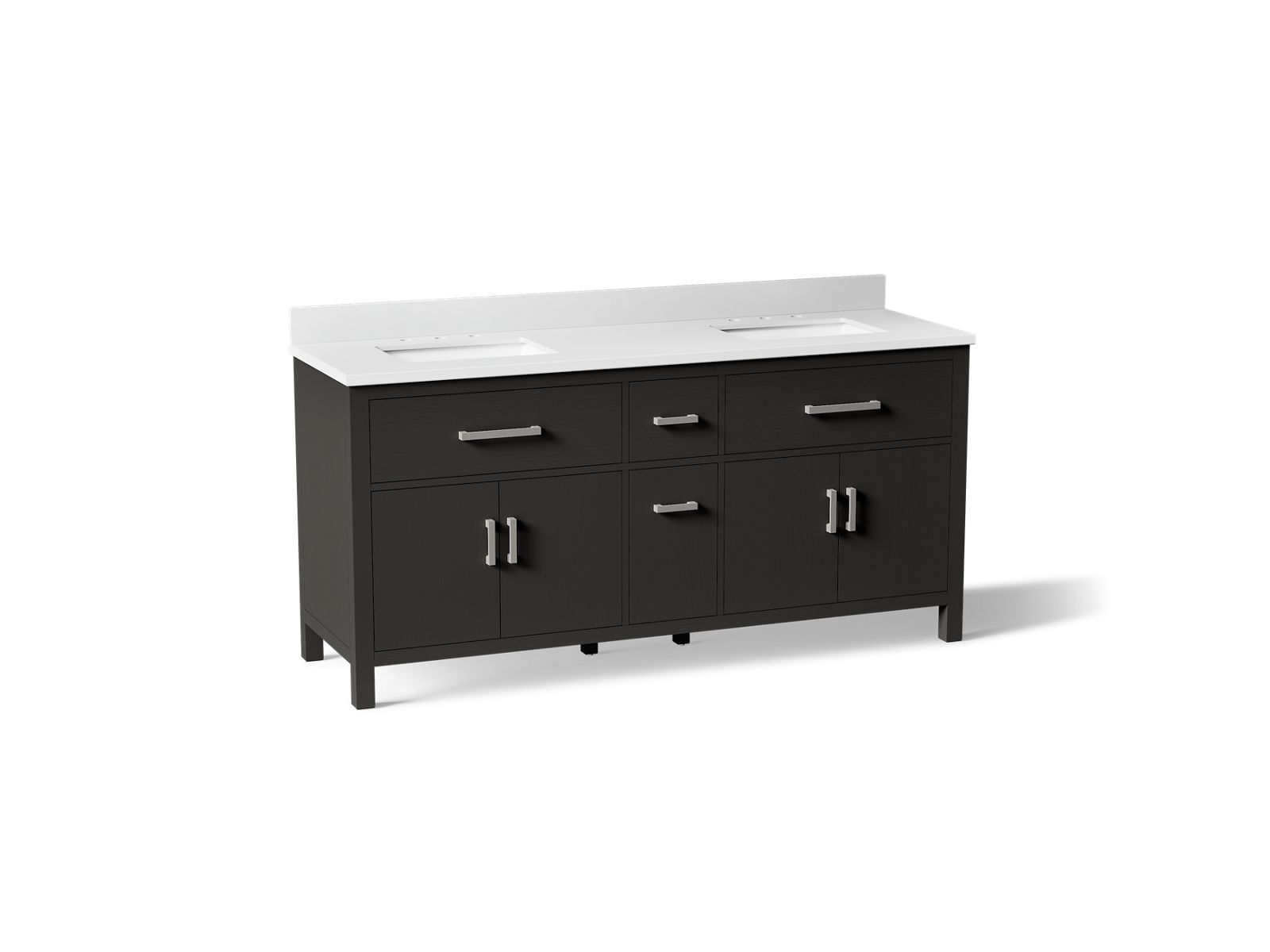 KOHLER K-40642-BD1-BWK Kresla 72" Bathroom Vanity Cabinet With Sinks And Quartz Top - Carbon Oak