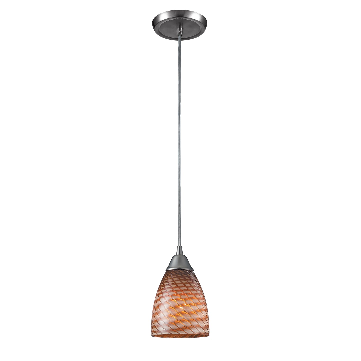 ELK SHOWROOM 416-1C-LED Arco Baleno 5'' Wide 1-Light Pendant - Satin Nickel with Cocoa Glass (LED)