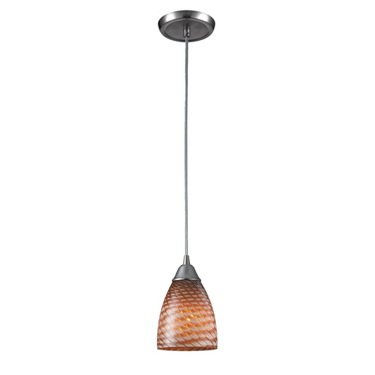 ELK SHOWROOM 416-1C-LED Arco Baleno 5'' Wide 1-Light Pendant - Satin Nickel with Cocoa Glass (LED)