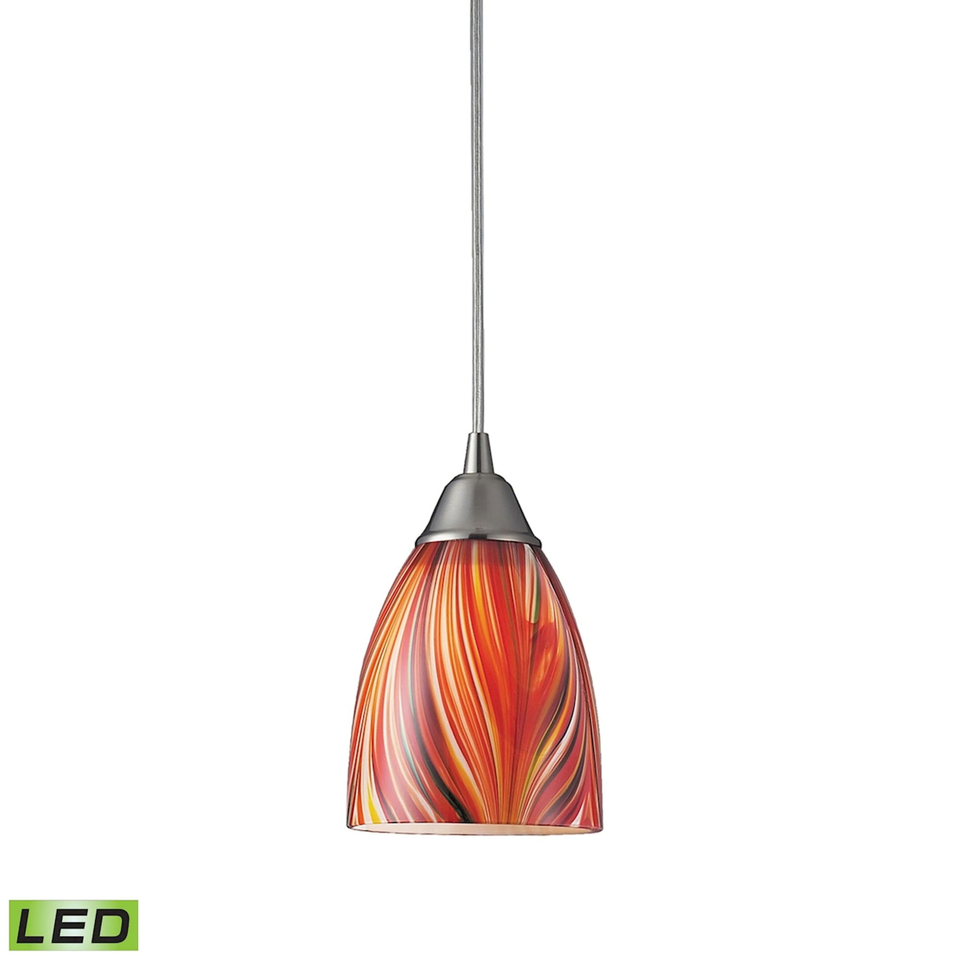 ELK SHOWROOM 416-1M-LED Arco Baleno 5'' Wide 1-Light Pendant - Satin Nickel with Multicolor Glass (LED)