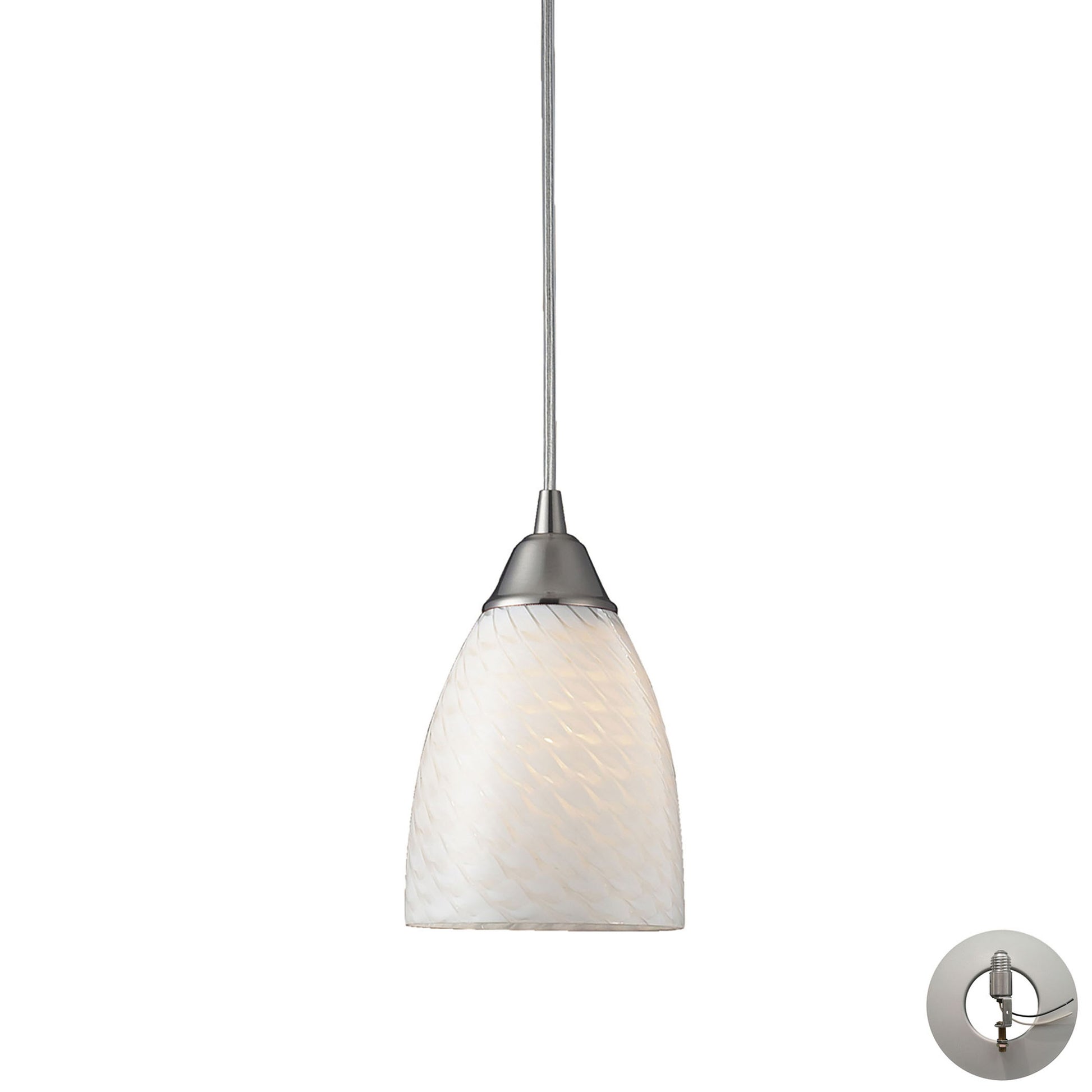 ELK SHOWROOM 416-1WS-LA Arco Baleno 5'' Wide 1-Light Pendant - Satin Nickel with White Swirl Glass (Includes Adapter Kit)