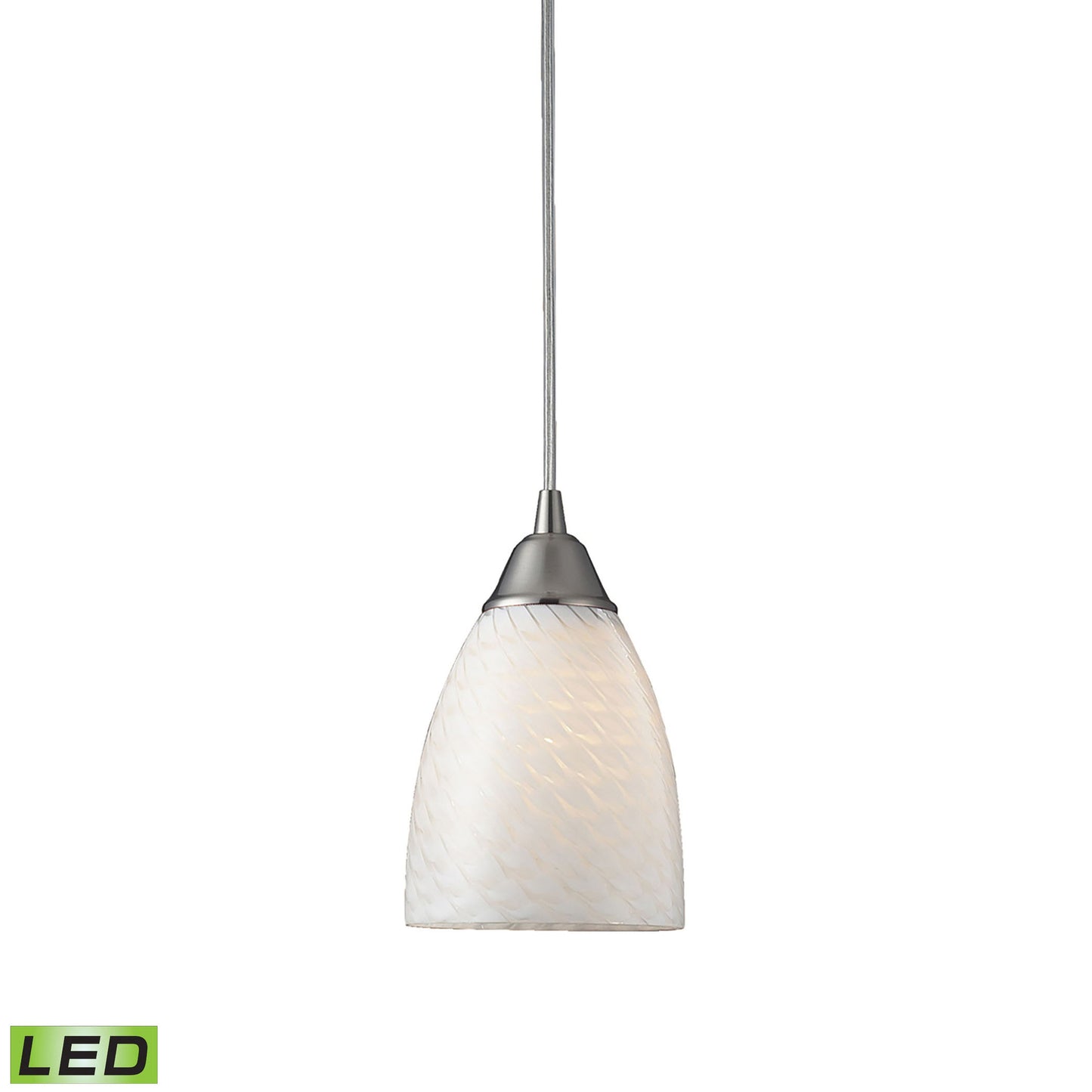 ELK SHOWROOM 416-1WS-LED Arco Baleno 5'' Wide 1-Light Pendant - Satin Nickel with White Swirl Glass (LED)