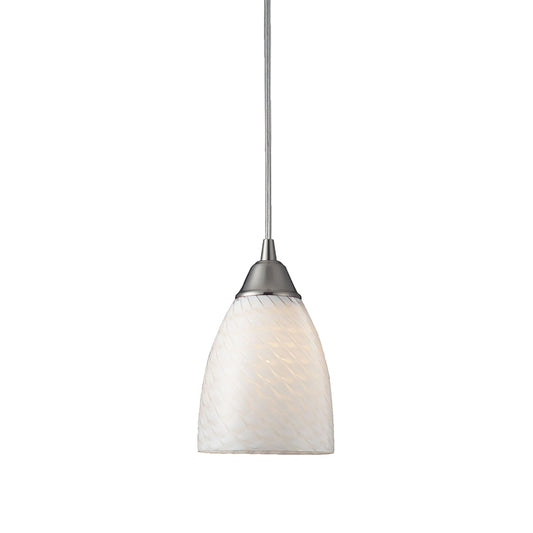 ELK SHOWROOM 416-1WS Arco Baleno 5'' Wide 1-Light Pendant - Satin Nickel with White Swirl Glass